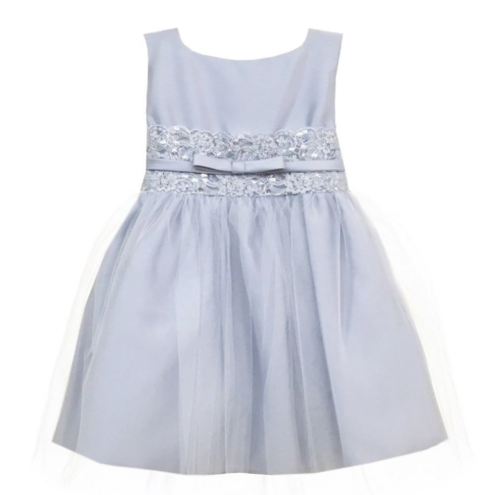 NWT Sweet Kids Silver Tulle Flower girl dress